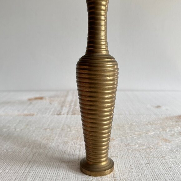 Vintage Small Brass Ringed Vase - Picture 3 of 8